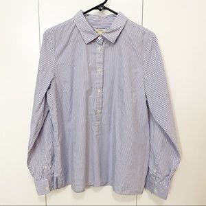 J. Crew Blue & White Stripe Popover Blouse